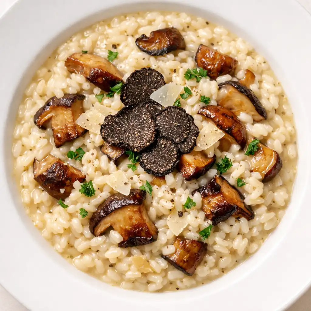 Risotto z borowikami i truflą, wykończone parmezanem